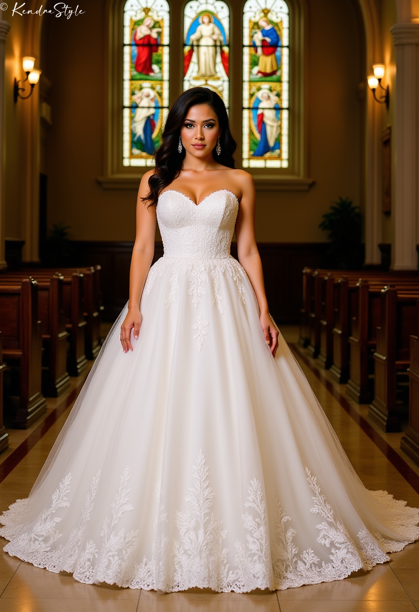 Lace Sweetheart Cathedral Wedding Dress