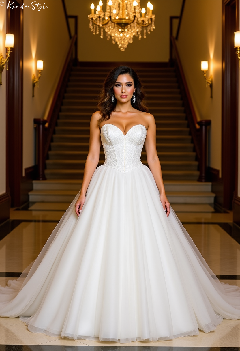 Tulle Corset Staircase Wedding Dress