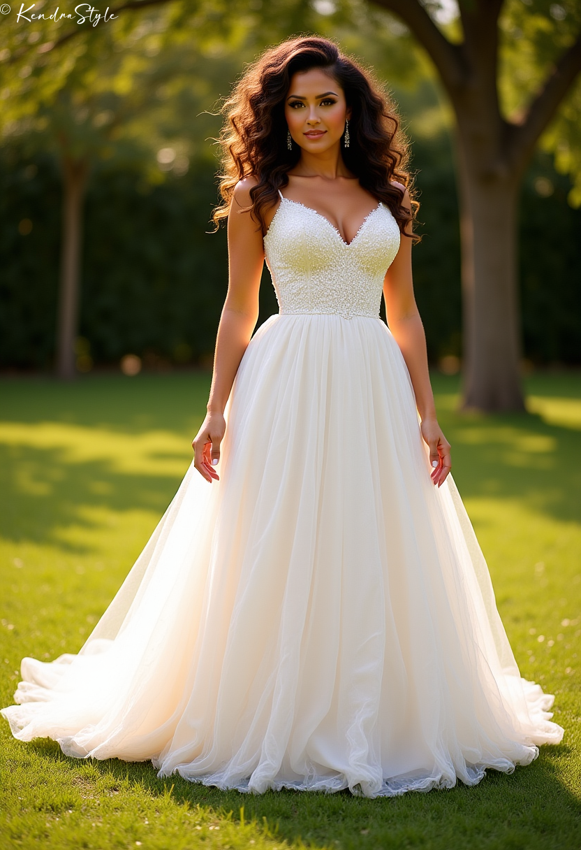Tulle Dotted Tea Party Wedding Dress