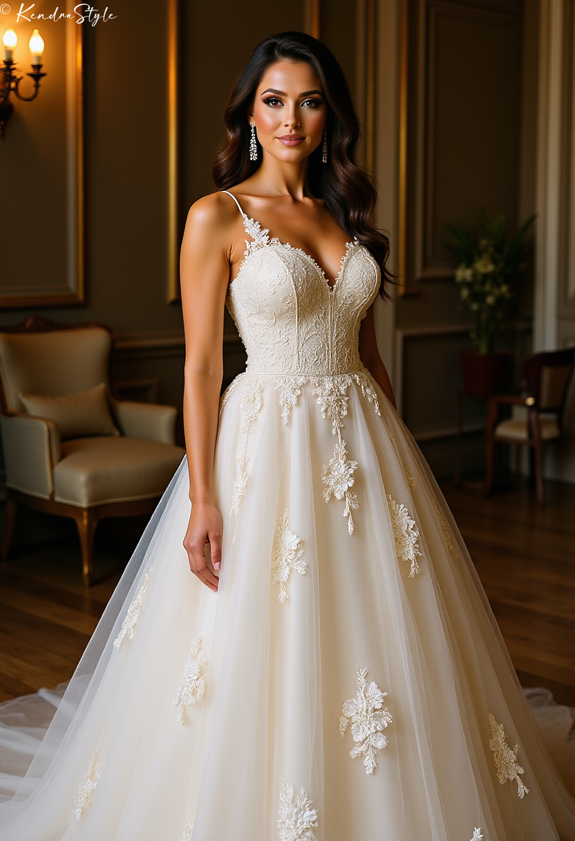 Tulle Embroidered Palace Wedding Dress