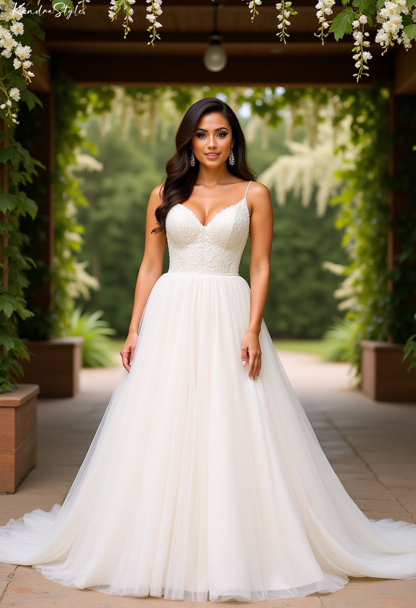 Tulle Gathered Pavilion Wedding Dress