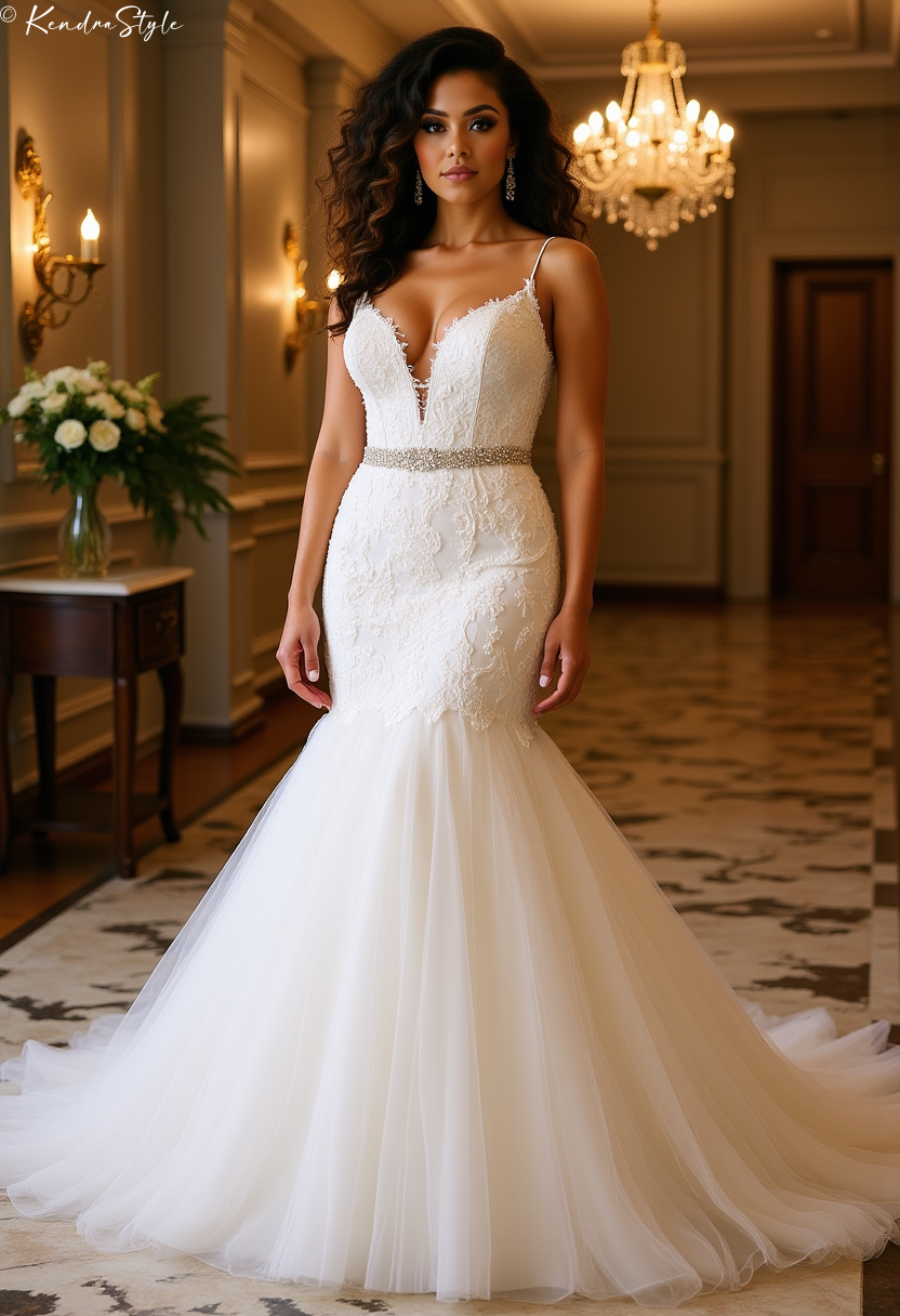 Tulle Mermaid Ballroom Wedding Dress