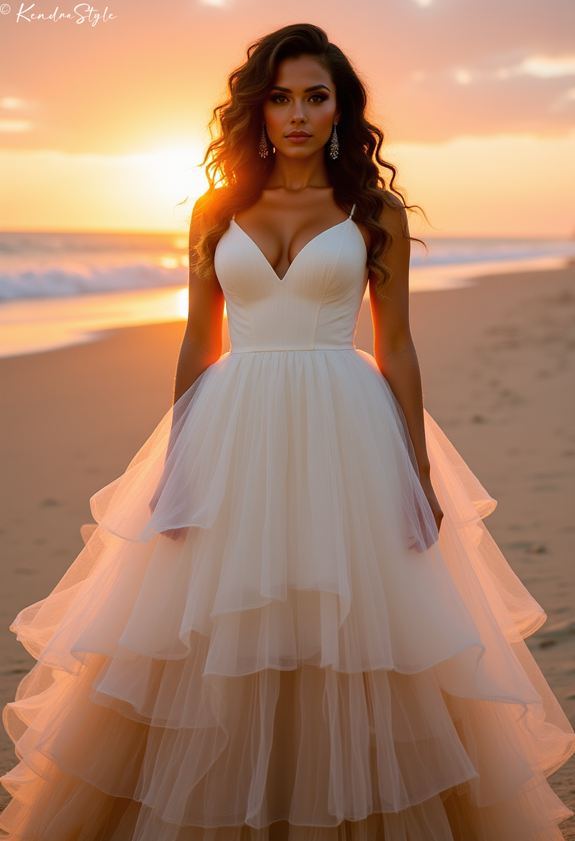 Tulle Ombre Beach Wedding Dress