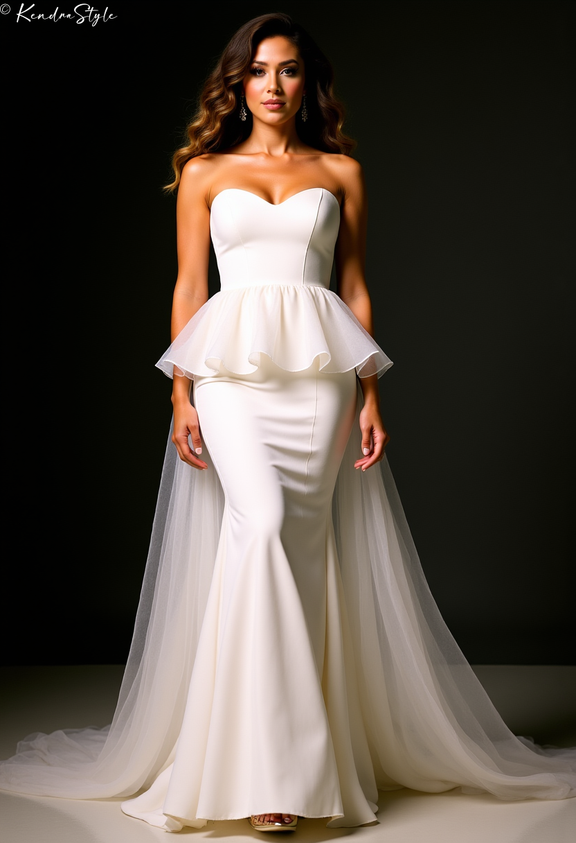 Tulle Peplum Runway Wedding Dress