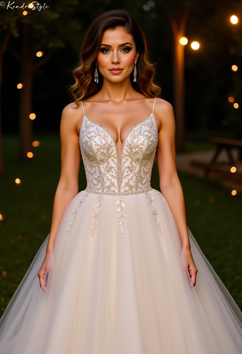 Tulle Sparkle Fairy Lights Wedding Dress