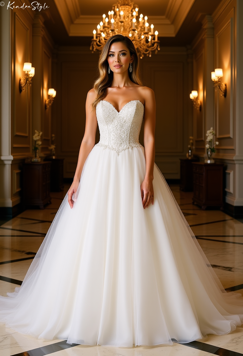 Tulle Strapless Ballroom Wedding Dress