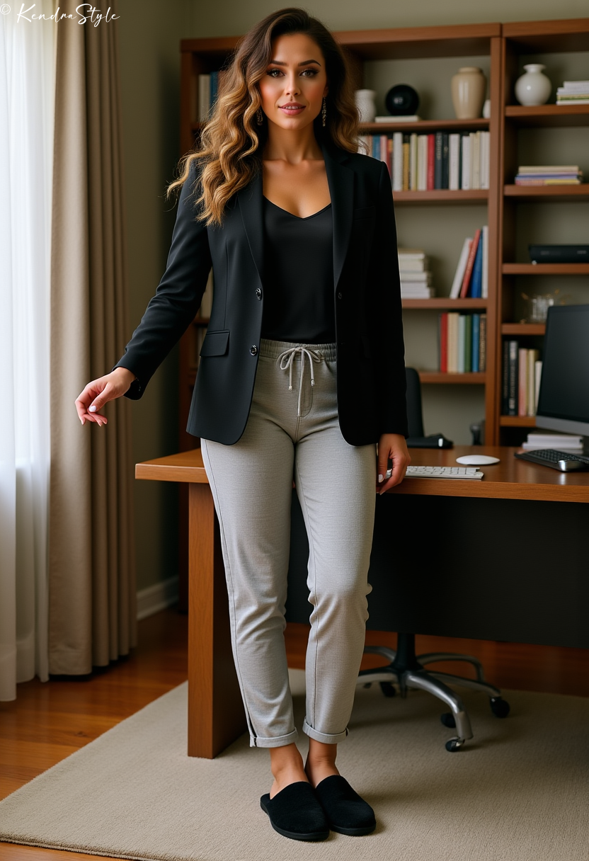 Business Top Casual Bottom WFH Look